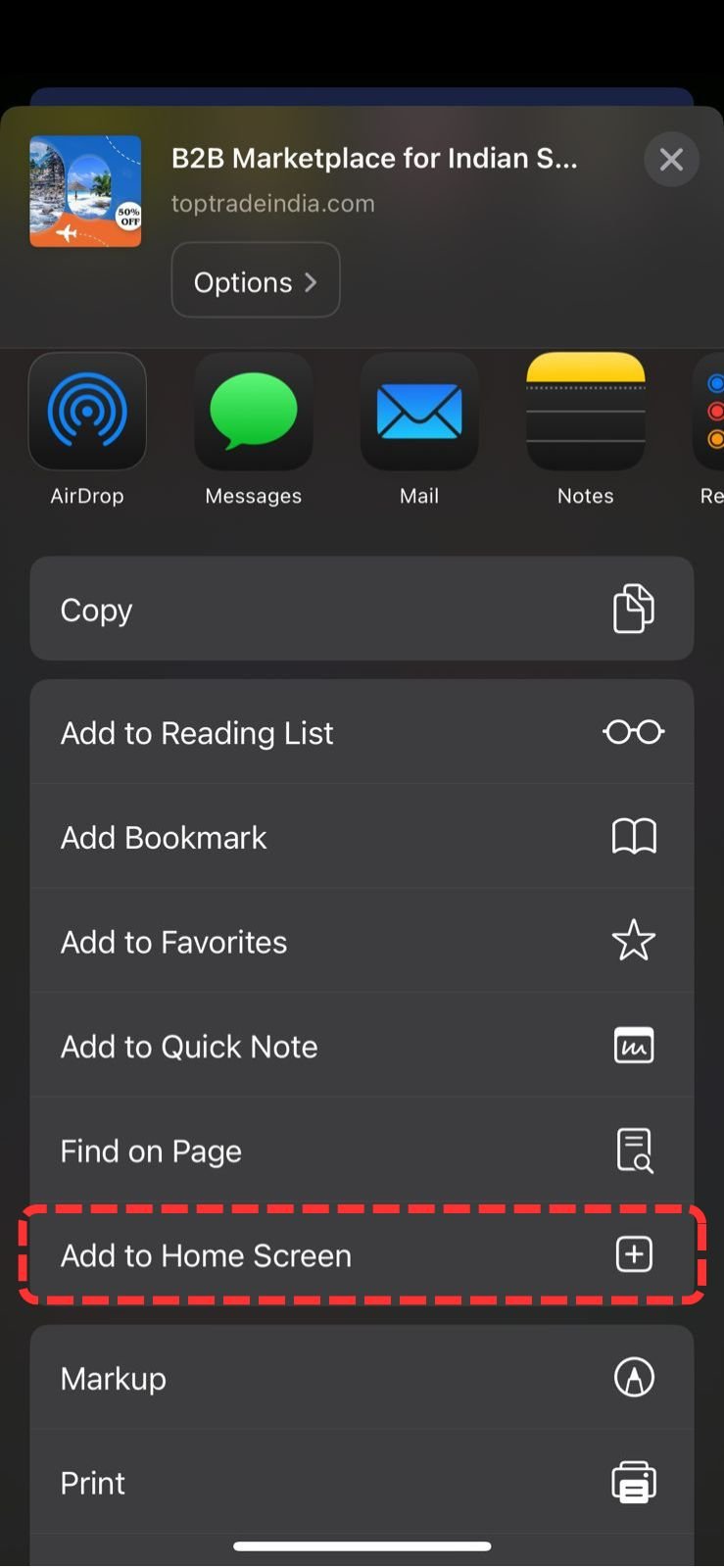 Step 2 - Add to Home Screen