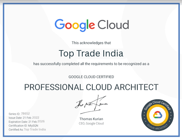 Google Cloud Certification - TopTradeIndia