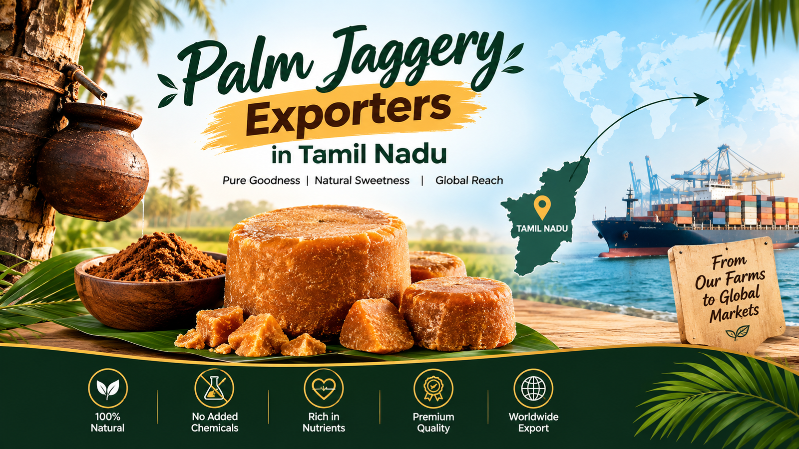 Palm Jaggery Exporters in Tamil Nadu – Sri Vetri Velavan Traders