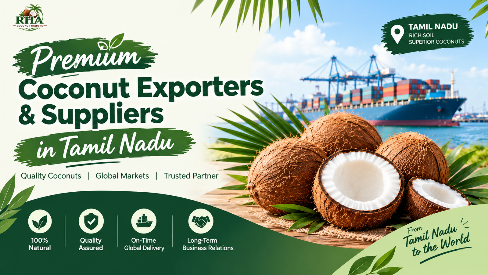Premium Coconut Exporters & Suppliers in Tamil Nadu – RHA Coconut Traders