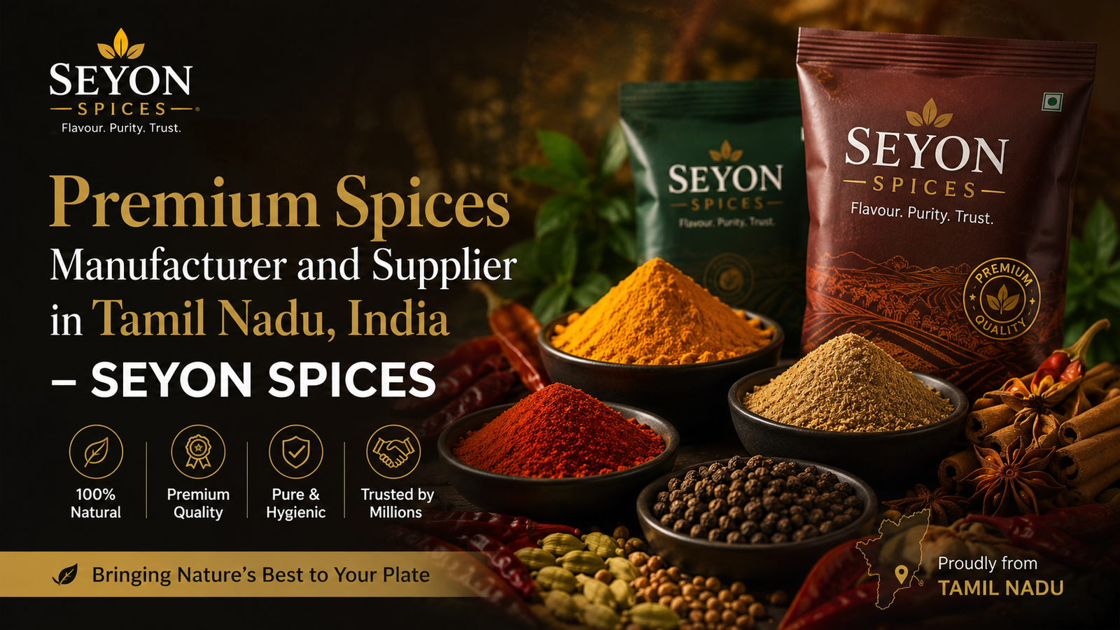 Premium Spices Manufacturer and Supplier in Tamil Nadu, India – SEYON SPICES
