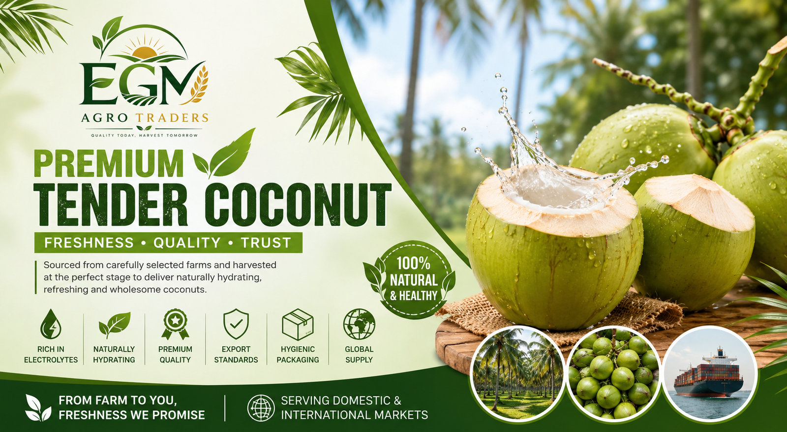 Tender Coconut Supplier in India – Premium Farm Fresh Tender Coconut for Global Buyers