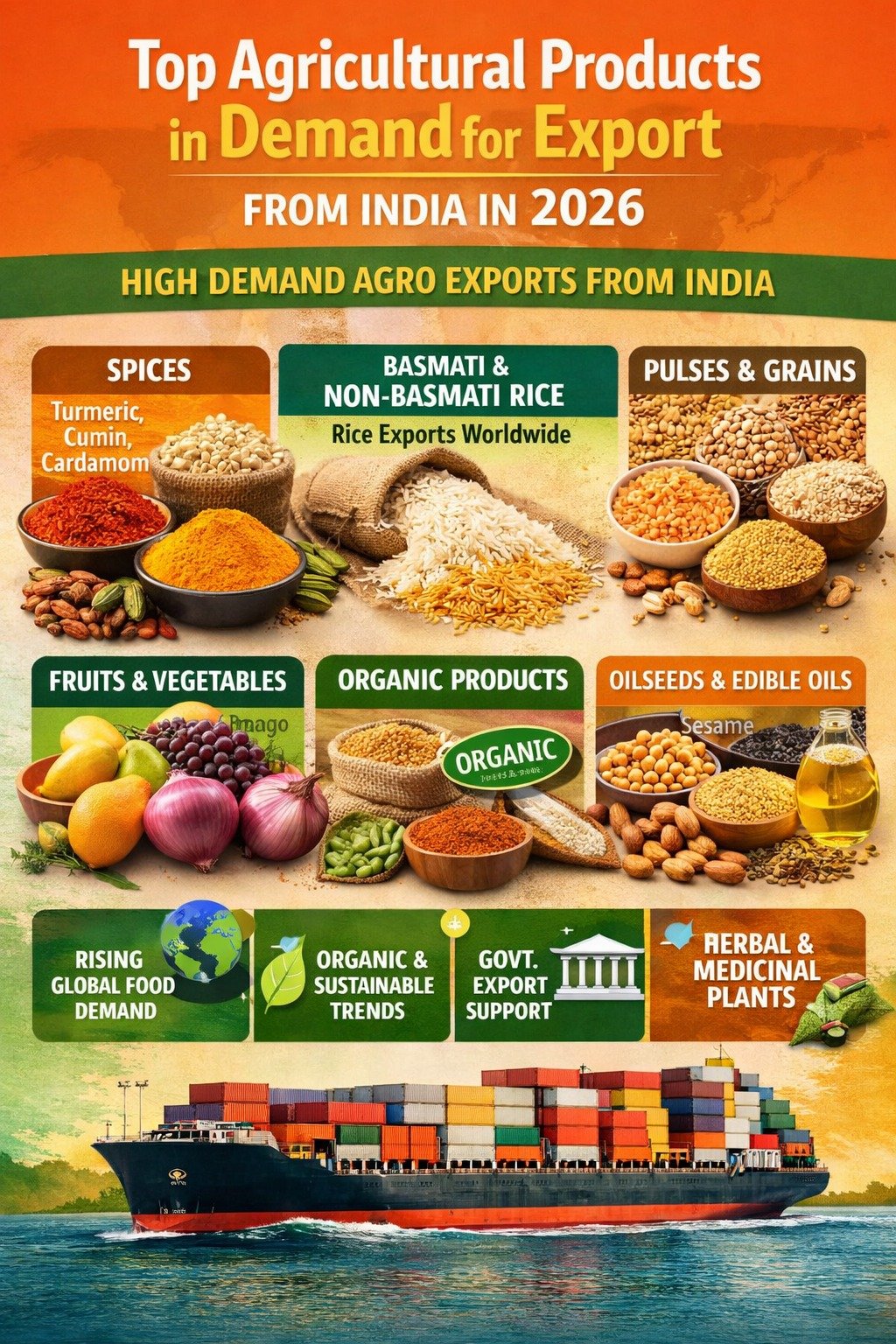 Top Agricultural Products in Demand for Export from India in 2026
