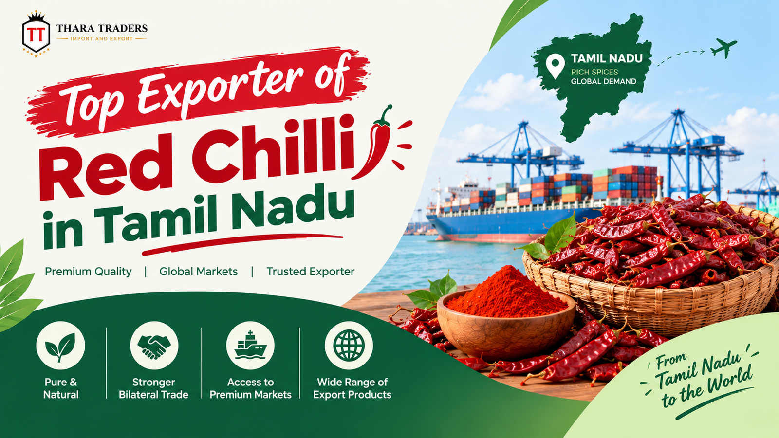 Top Exporter of Red Chilli in Tamil Nadu – THARA TRADERS