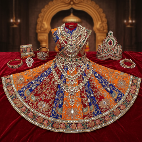 Pre-stitched murti clothes (brocade/velvet satin chaniya + blouse + dupatta)